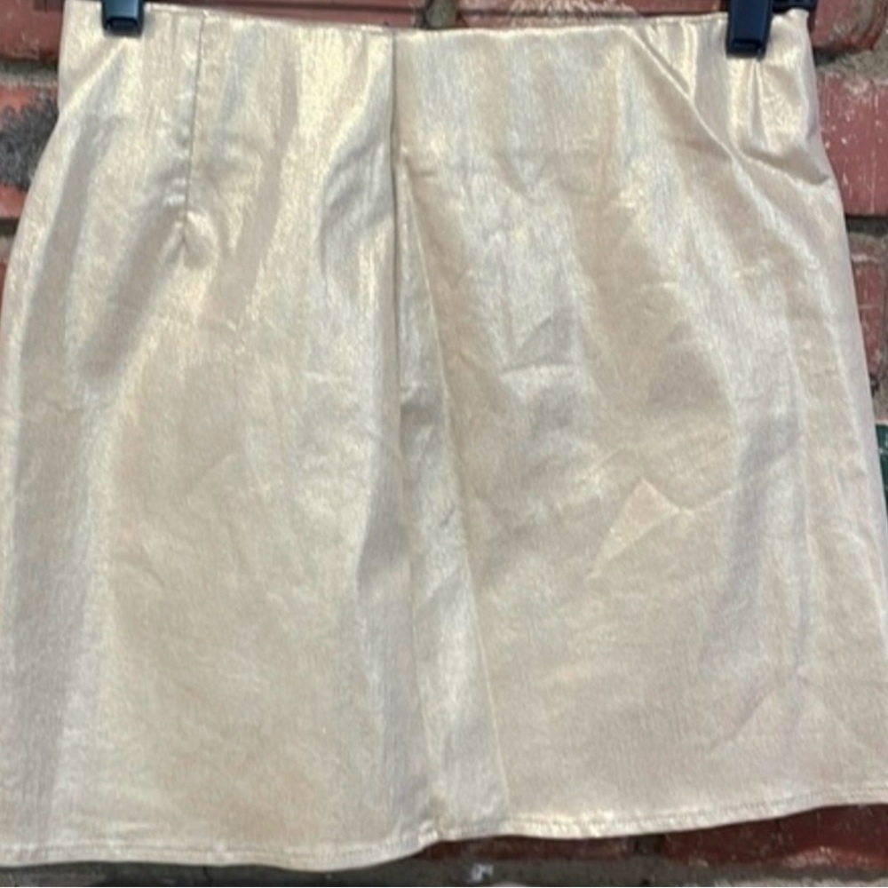 Show Me Your MuMu Shimmery Champagne Mini Skirt